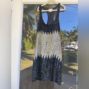 Sequin Tank Dress in Black and Silver by Parker
